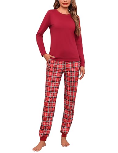 Aseniza Schlafanzug Damen Lang Baumwolle Pyjama Set Winter Langarm Nachtwäsche Zweiteiliger Frauen Schlafanzüge Loungewear mit Bündchen Rot,M Aseniza Schlafanzug Damen Lang Baumwolle Pyjama Set Winter Langarm Nachtwäsche Zweiteiliger Frauen Schlafanzüge Loungewear mit Bündchen Rot,M von Aseniza