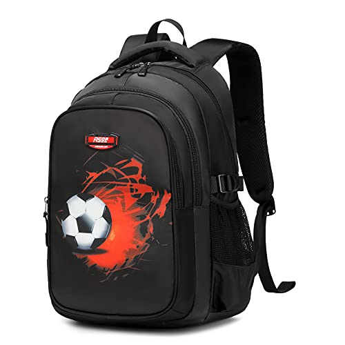 Asge Schulrucksack Jungen Teenager Schulranzen Mädchen 3 5 Klasse Ranzen Ergonomischem Kinder Fußball Druck Rucksäcke 8 10 15 Jahre School Bags for Boys Wasserdicht für Schultaschen Schule von Asge