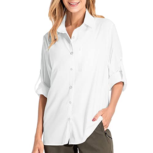 Ashleyzj Blusen Elegant Tunika Hemd Oberteile Tops Damenhemden UPF 50+ Sonne Langarm Outdoor Cool Angeln Wandern Shirt Kurzarm Rundhals Tunika Tops Long Shirt Moderne von Ashleyzj