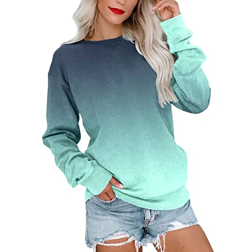 Ashleyzj Langarmshirt Damen Sweatshirt Damen Ohne Kapuze Sweatshirts Damen Pullover Langarmshirt Rundhals Lässig Langarm Sweatshirt Frühling Herbst Teenager Mädchen Lockerer Pulli Tops Oberteile von Ashleyzj