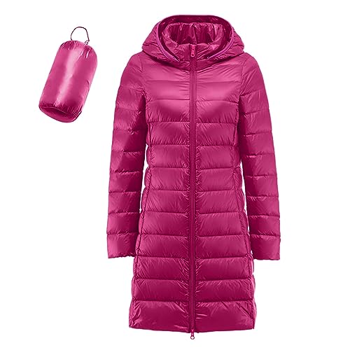 Lang Leichte Daunenjacke Damen Leicht Puffer Jacke Mit Kapuze Steppjacke Dünne Daunenmantel Federleichte Mantel Leichter Steppmantel Winter Down Jacket Daunen Women Warme Pufferjacke Übergangsjacke von Ashleyzj