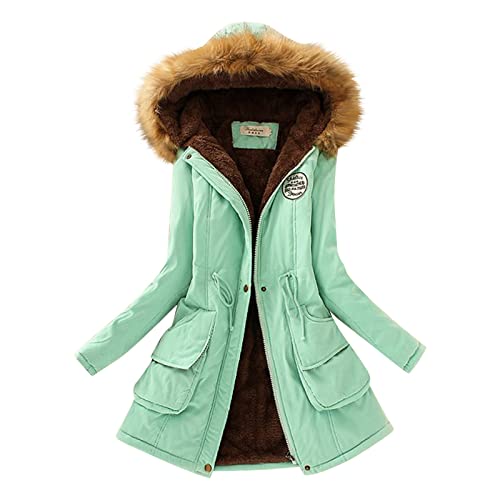 Winterjacke, Outdoorjacke Damen Wasserdicht Steppmantel Damen Lang Wachsjacke Übergangsjacke Softshell Winter Frühjahr Wollmantel Gepolsterter Leicht Daunenjacken mit Kapuzen Outdoor Daunenmantel von Ashleyzj