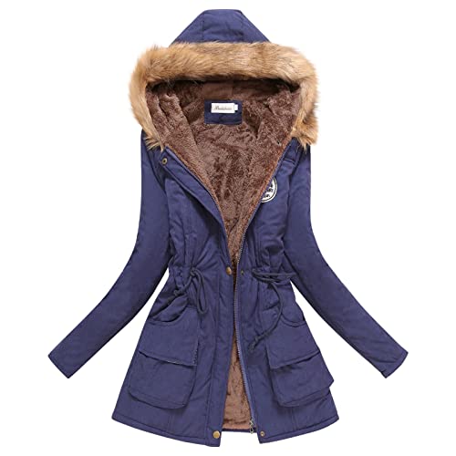 Winterjacke, Outdoorjacke Damen Wasserdicht Steppmantel Damen Lang Wachsjacke Übergangsjacke Softshell Winter Frühjahr Wollmantel Gepolsterter Leicht Daunenjacken mit Kapuzen Outdoor Daunenmantel von Ashleyzj