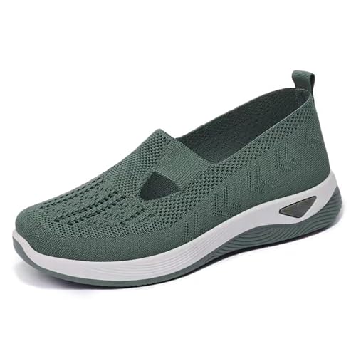 Asiasioc Bequeme orthopädische Damen-Schuhe, Fußgewölbeunterstützung, atmungsaktiv, modisch, Sneaker, bequem, Netzstoff, Freizeitschuhe, Arbeitsschuhe, Damen-Wanderschuhe, Grün , 39.5 EU von Asiasioc