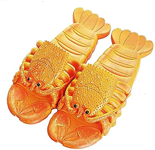 Asifn Hummer Flip-Flops Kinder Hausschuhe Sommer lustige Tier Süße Strandschuhe Damen Weiche Kreative Duschsandalen Herren Lässige Wasserdichte（Orange,32/33 EU von Asifn