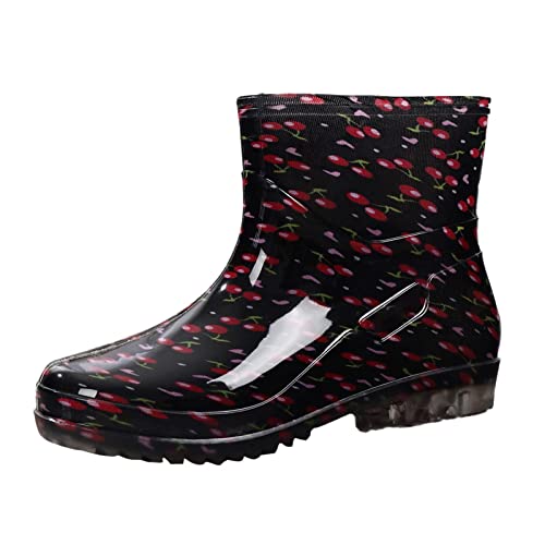 Asija Regenschuhe Damen Gefüttert Damen Gummistiefel Kurze Wasserdicht Regenstiefel Weitschaft Gummistiefel Rutschfeste Regenstiefel Garten Stiefel Damenschuhe Warme Stiefel Halbhoch Gartenstiefel von Asija