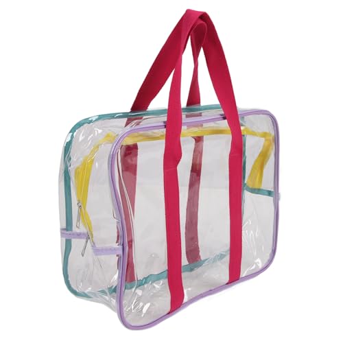 Asixxsix Durchsichtige Strandtasche, Große Kapazität, Wasserdichte, Transparente Tasche mit Reißverschluss für Reisen mit Schultergurt, für Strand, Reisen, Toilettenartikel (COLORFUL) von Asixxsix