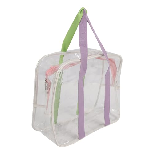 Asixxsix Durchsichtige Strandtasche, Große Kapazität, Wasserdichte, Transparente Tasche mit Reißverschluss für Reisen mit Schultergurt, für Strand, Reisen, Toilettenartikel (helle Farbe) von Asixxsix