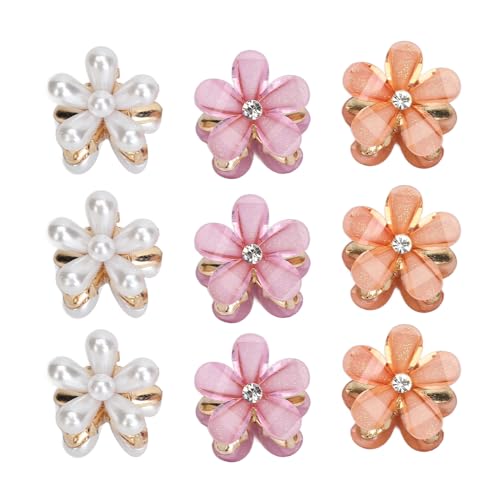 Mini Blume Haarspangen, 18pcs niedliche kleine Blume Haar Kralle Clips, kleine Haare Kralle Clips für Mädchen, 3 Farben Tiny Kralle Clips für Mädchen Kinder von Asixxsix