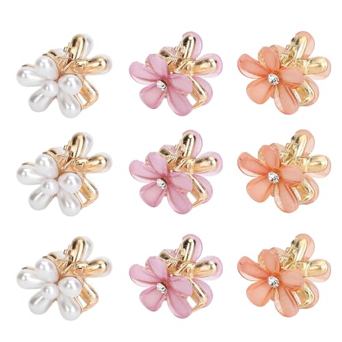 Asixxsix Mini-Blumen-Haar-Krallen-Clips, 18 Stück kleine niedliche Krallen-Clips mit süßem Design, Abs haltbar kompakt und tragbar Haar-Accessoires für Mädchen Frauen von Asixxsix