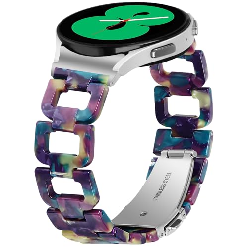 Armband aus Kunstharz, kompatibel mit Samsung Galaxy Watch 6, 5, 4, 44 mm, 40 mm, Watch 5 Pro, Band 45 mm, Galaxy Watch 6 Classic, Band 43 mm, 47 mm, nahtloses Schnellverschluss-Stirnband für Damen von AsohsEN