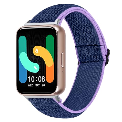 Ersatzbänder für Galaxy Fit 3, silberfarbenes Kopfband mit Nylon-Sportarmband, kompatibel mit Samsung Galaxy Fit 3 SM-R390 Smartwatch, verstellbares Armband für Galaxy Fit 3, Damen und Herren, Violett von AsohsEN