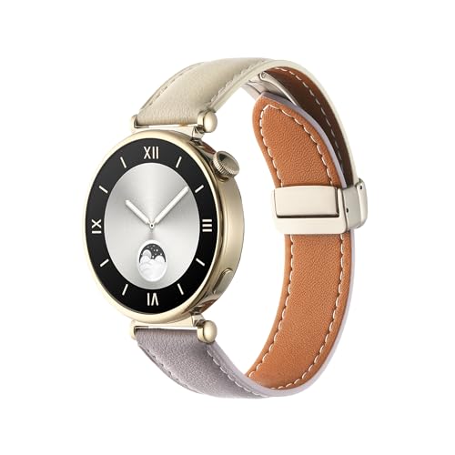 GT4 Ersatzbänder, 41 mm, weiches Leder, Sportband mit magnetischem Schmetterling, Sportbänder, kompatibel mit Huawei GT4 41 mm Smartwatch, verstellbares Uhrenarmband für GT4, 41 mm, für Damen und von AsohsEN