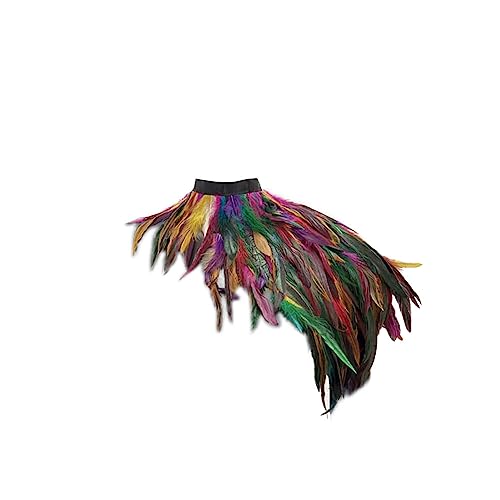 Asudaro Federumhang, Federkragen Damen Gothic Feder Umhang Cape Federschmuck Feather Shrug Halskette Kragen Mantel Gothic Steampunk Feather Shawl DIY Deko Fransen Feder Schal Kleidung Zubehör Bunt von Asudaro