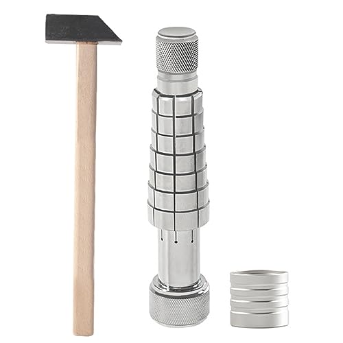 Asukohu Ringe Stretcher Extender für Ehering und Schmuck 7 Abschnitte Ringe Formverstärker Ringe Verstärker mit Hammer Ringe Größenregler mit Hammer von Asukohu