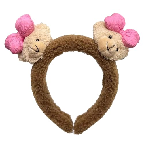 Damen Make Up Hairhoop Cartoon Plüsch Bär Haarband Pelziger Kopfreif Kostüm Kopfschmuck Erwachsene Mädchen Gesicht Waschen Stirnband Modisches Cartoon Stirnband von Asukohu