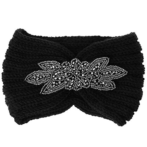 Gestricktes Haarband für Damen, Blume für Perlen, Ohrenwärmer, breit für H-Perlen zur Schmuckherstellung für Kinder von Asukohu