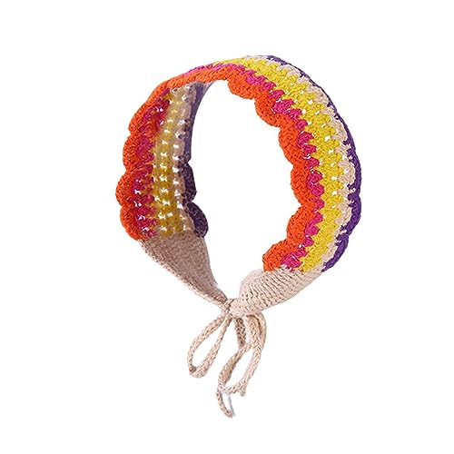 Sonnenfestes gestreiftes Haarband für Damen, gehäkelt, rechteckig, niedlich, elastisch, Haarbänder, Turban, Frühling, Sommer, Haar-Accessoires, Stricktuch von Asukohu