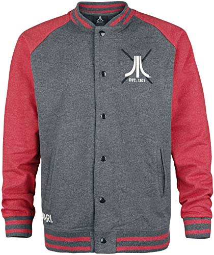 Atari Logo Collegejacke grau meliert/rot meliert M von Difuzed