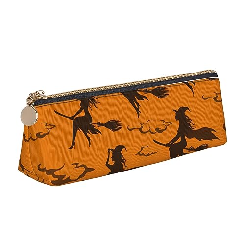 Atasc Federmäppchen mit Halloween-Hexenbesen, Leder, mit metallischem Reißverschluss, Stifteetui, Reise-Make-up-Tasche, großes Fassungsvermögen, für Mädchen, Jungen, Frauen, Männer, siehe abbildung, von Atasc