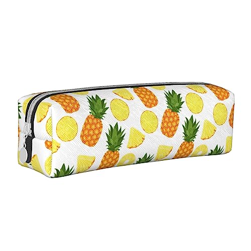 Atasc Federmäppchen mit tropischem Ananas-Motiv, Leder, mit metallischem Reißverschluss, Stifteetui, Reise-Make-up-Tasche, großes Fassungsvermögen, für Mädchen, Jungen, Frauen, Männer, siehe von Atasc