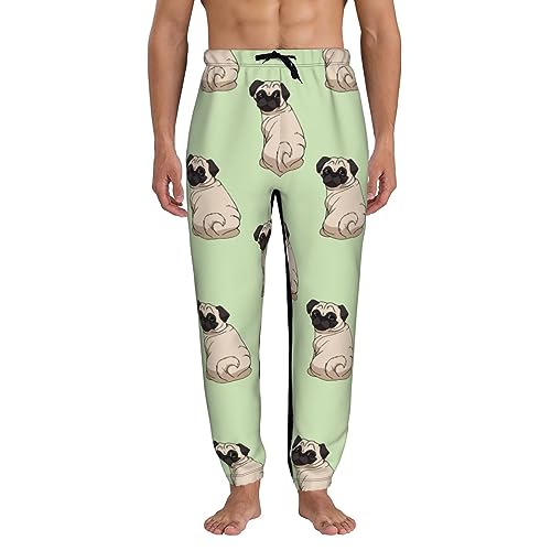 Atasc Herren-Sweathose mit niedlichem Mops, lustige Hunde, Baggy-Hose, Jogginghose mit Kordelzug, 3D-Sport-Leggings, siehe abbildung, 36-41 von Atasc