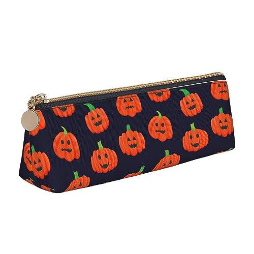 Atasc Lustiges und gruseliges Federmäppchen mit Halloween-Kürbis-Muster, Leder, mit metallischem Reißverschluss, Stifteetui, Reise-Make-up-Tasche, große Kapazität, für Mädchen, Jungen, Frauen, Männer, von Atasc