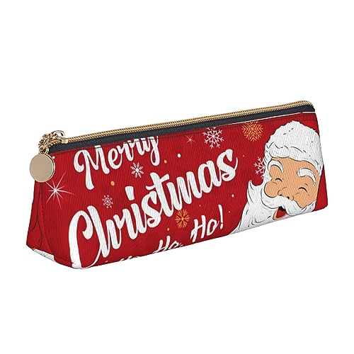 Atasc Merry Christmas Ho Federmäppchen aus Leder mit metallischem Reißverschluss, Stifteetui, Reise-Make-up-Tasche, großes Fassungsvermögen, für Mädchen, Jungen, Frauen, Männer, siehe abbildung, von Atasc