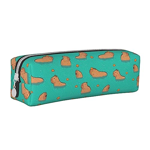 Federmäppchen mit Capybaras-Muster, Leder, mit metallischem Reißverschluss, Stifteetui, Reise-Make-up-Tasche, große Kapazität, für Mädchen, Jungen, Frauen, Männer, siehe abbildung, Einheitsgröße, von Atasc