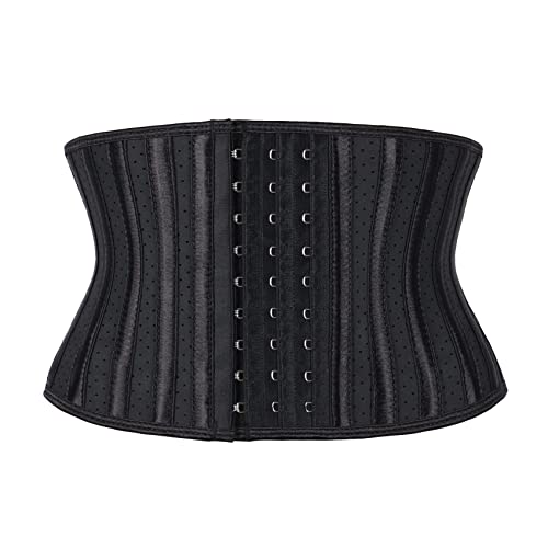 Atbuty Super kurzer Torso-Taillentrainer Cincher Korsett Bauchformer Slimming Latex Trimmer Girdle, Schwarz (17,8 cm Torso, atmungsaktiv, 25 Knochen), Large von Atbuty