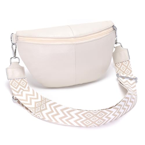 Atgbiem Crossbody Bag Damen Leder Bauchtasche Damen Kleine Umhängetasche Damen Handytasche Zum Umhängen Beige von Atgbiem