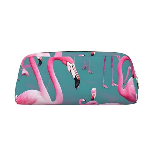 A Flock of Flamingos Federmäppchen, tragbares Federmäppchen und Schreibwaren-Aufbewahrungstasche mit Reißverschluss, großes Fassungsvermögen, Unisex, gold, Einheitsgröße, Pack-Organizer von AthuAh