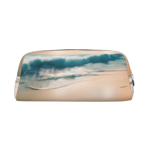 AthuAh Beach Scenery Federmäppchen, tragbares Federmäppchen und Schreibwaren-Aufbewahrungstasche mit Reißverschluss, Organizer mit großem Fassungsvermögen, Unisex, gold, Einheitsgröße, Pack-Organizer von AthuAh