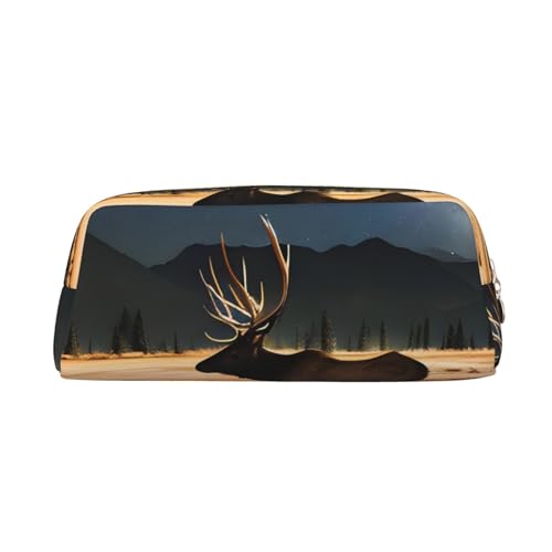 AthuAh Elch in The Meadow Federmäppchen, tragbares Federmäppchen und Schreibwaren-Aufbewahrungstasche mit Reißverschluss, großes Fassungsvermögen, Unisex, gold, Einheitsgröße, Pack-Organizer von AthuAh