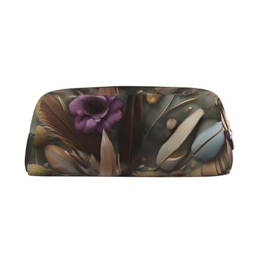 AthuAh Feder-Blumen-Federmäppchen, tragbares Federmäppchen und Schreibwaren-Aufbewahrungstasche mit Reißverschluss, großes Fassungsvermögen, Unisex, gold, Einheitsgröße, Pack-Organizer von AthuAh