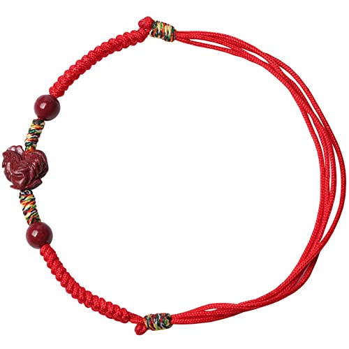 AthuAh Feng Shui-Armband, Zinnober-Glücksstern-Tier-Charm, handgefertigt, gewebtes Seil, geflochten, rote Schnur, lockt romantische Beziehung, Geld, Wohlstand, Glück, Fußkettchen von AthuAh