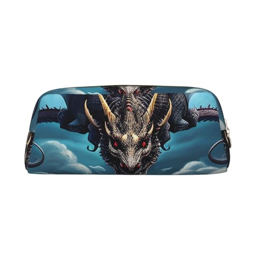 AthuAh Fliegender Drache Federmäppchen, tragbares Federmäppchen und Schreibwaren-Aufbewahrungstasche mit Reißverschluss, großes Fassungsvermögen, Unisex, gold, Einheitsgröße, Pack-Organizer von AthuAh