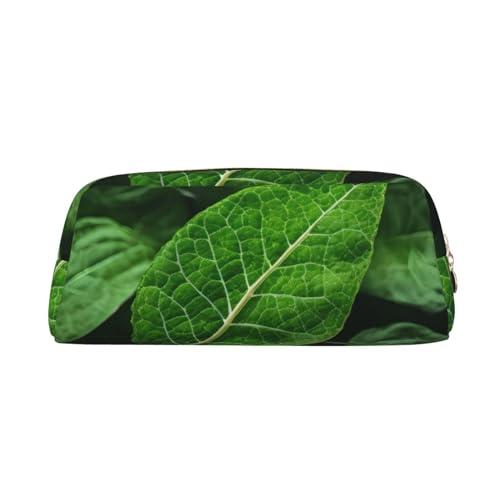 AthuAh Green Leaf Nature Federmäppchen, tragbares Federmäppchen und Schreibwaren-Aufbewahrungstasche mit Reißverschluss, Organizer mit großem Fassungsvermögen, Unisex, gold, Einheitsgröße, von AthuAh