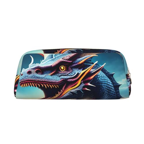 AthuAh Roaring Dragon Pencil Pouch, Portable Pencil Pouch,& Stationery Storage Bag with Zipper, Large Capacity Organizer, Unisex, gold, Einheitsgröße, Pack-Organizer von AthuAh