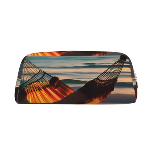 AthuAh Sunset Beach Hammock Pencil Pouch, Portable Pencil Pouch,& Stationery Storage Bag with Zipper, Large Capacity Organizer, Unisex, gold, Einheitsgröße, Pack-Organizer von AthuAh