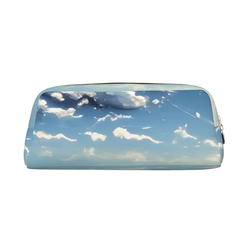 Blue Sky and White Clouds Federmäppchen, tragbares Federmäppchen und Schreibwaren-Aufbewahrungstasche mit Reißverschluss, großes Fassungsvermögen, Unisex, gold, Einheitsgröße, Pack-Organizer von AthuAh