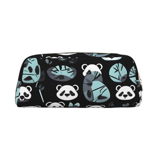 Federmäppchen mit Panda-Gesicht, tragbar, Aufbewahrungstasche für Schreibwaren, mit Reißverschluss, Unisex, Schwarz / Weiß, gold, Einheitsgröße, Pack-Organizer von AthuAh