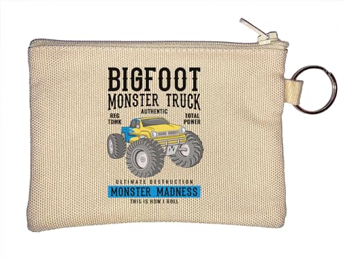 Bigfoot Monster Truck Monster Madness Schlüsselanhänger Münzbörse Beige, beige, Einheitsgröße von Atspauda