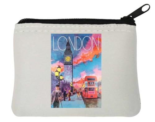 London England Big Ben Red Bus Retro Style Poster Neopren Münzbörse Tasche 10 x 11 cm Weiß, weiß, Einheitsgröße London England Big Ben Red Bus Retro Style Poster Neopren Münzbörse Tasche 10 x 11 cm Weiß, weiß, Einheitsgröße von Atspauda