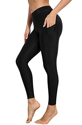 ATTRACO Damen Badehose Surf Leggings Hohe Taille Lange UPF 50 Badehose, 1 # Pockets-Schwarz, M von Attraco