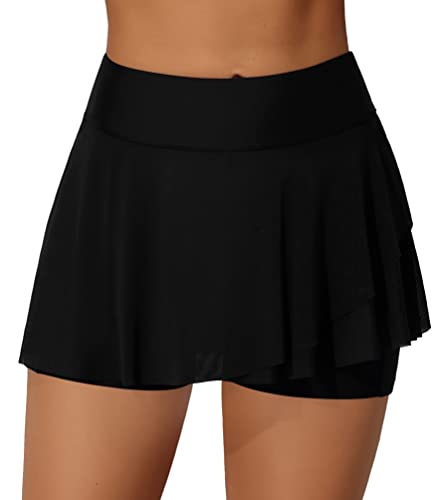 ATTRACO Damen-Schwimmröcke mit hoher Taille, Bikini, Badeanzüge, Taschen schwarz, M von Attraco