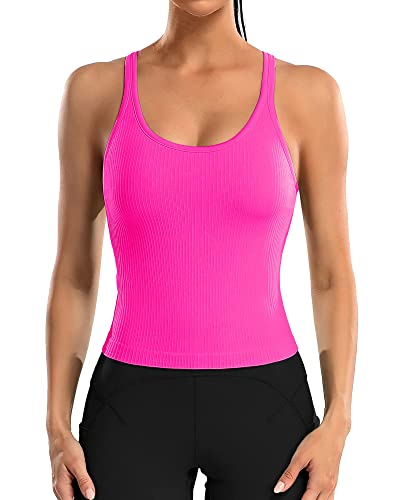 Attraco Damen Tanktops Sport Top mit Built-in BH Ärmelloses Workout Crop Top Racerback Yoga Atmungsaktives Shirts Sportshirt Running T-Shirts Hot Pink L Attraco Damen Tanktops Sport Top mit Built-in BH Ärmelloses Workout Crop Top Racerback Yoga Atmungsaktives Shirts Sportshirt Running T-Shirts Hot Pink L von Attraco
