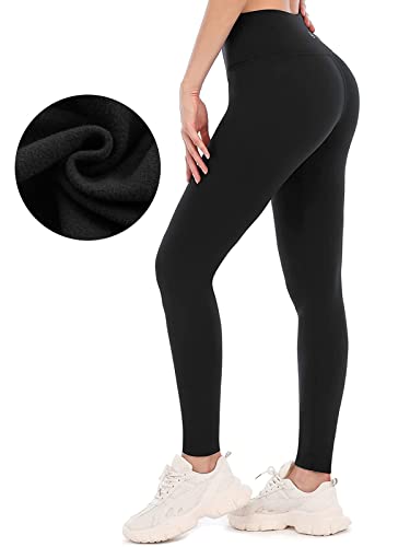 Attraco Thermoleggins für Damen High Waist Thermo Leggings mit Innenfleece Winter Gefütterte Sportleggins Lang Warm Strumpfhosen Yogahose Laufhose Schwarz S von Attraco