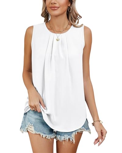 Atxnn Tank Top Damen Sommer Chiffon Cami Elegant Ärmellose Tops Rundhals Camisole Blusentop Casual Tank Bluse Shirt Atxnn Tank Top Damen Sommer Chiffon Cami Elegant Ärmellose Tops Rundhals Camisole Blusentop Casual Tank Bluse Shirt von Atxnn