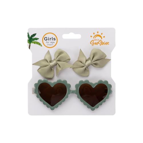 Aublinto Kinder baby 3er-Set Kinder-Sonnenbrillen und Haarspangen Set mit herzförmigen UV-Schutz Sonnenbrillen und Schleife Haarspangen für 3–5 Jahre alt Typ 9 Aublinto Kinder baby 3er-Set Kinder-Sonnenbrillen und Haarspangen Set mit herzförmigen UV-Schutz Sonnenbrillen und Schleife Haarspangen für 3–5 Jahre alt Typ 9 von Aublinto